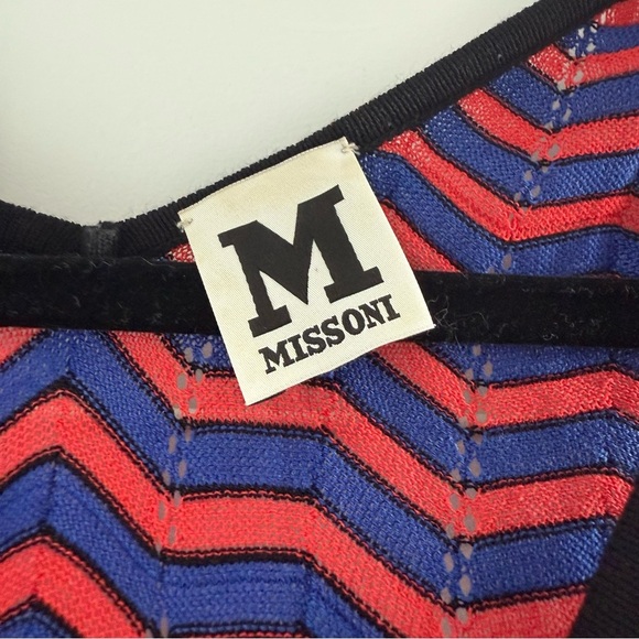 Missoni red, black & blue chevron stripe bow detail dress - size 8 (Medium) - Picture 9 of 11